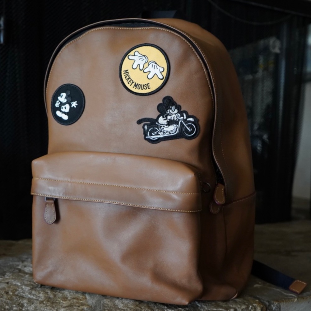 New/Vintage X Disney Mickey Mouse Patches Bandana Charm Saddle Leather Backpack